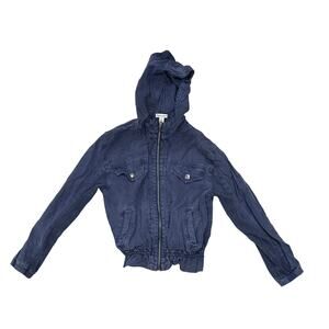 Splendid Kids Girls Denim Hooded Jacket Blue Full Zip Elastic Waist Size 10